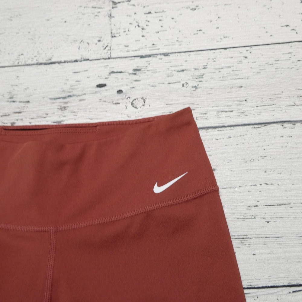Nike Dri-FIT Shorts Womens Small Brown High Rise 6 Inseam Bike Running Stretch - Picture 2 of 9